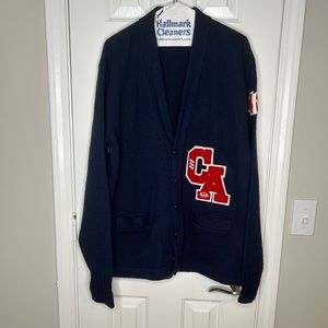 Vintage CA‎ football academy cardigan sweater top  collegiate high school